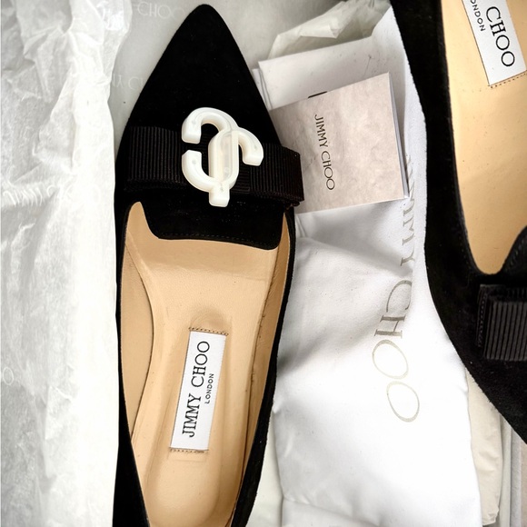 Jimmy Choo Black Loafers with Gold Emblem - Picture 3 of 3